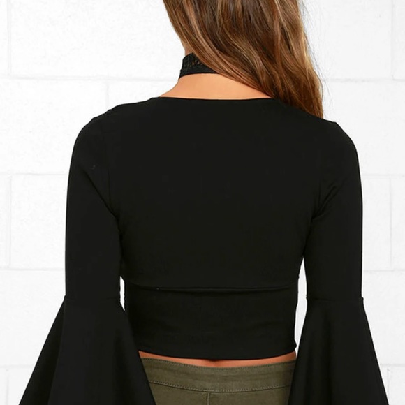 Lulus Well Played Black Long Sleeve Crop Top Size XL - Picture 4 of 10
